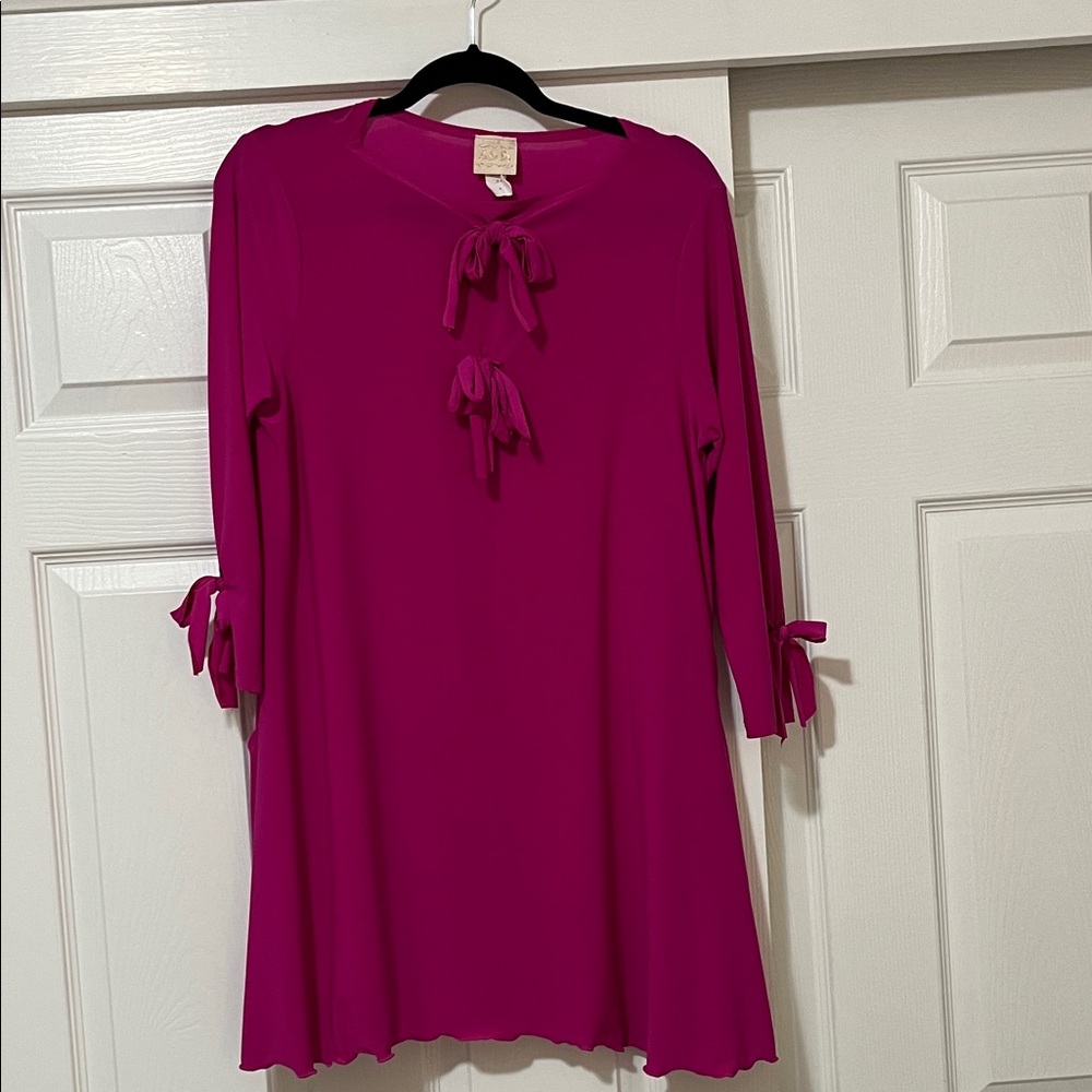 Chic Fuchsia Women's Tunic with Bow Details